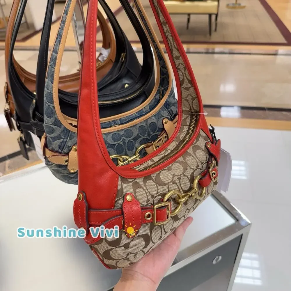 NWT Coach Belted Ergo Shoulder Bag 26 In Signature Jacquard poppy CEV10